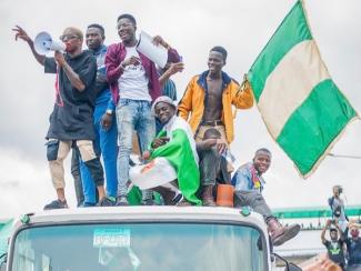 Protesters at the End SARS protest in Nigeria