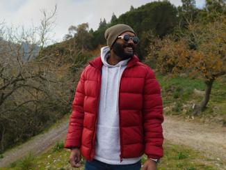 Man standing on mountain top