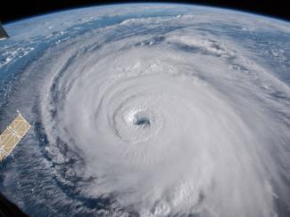 eye of hurricane from a satellite view