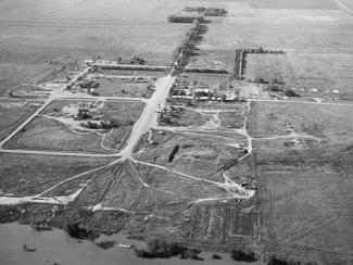 Aerial view of submerge town