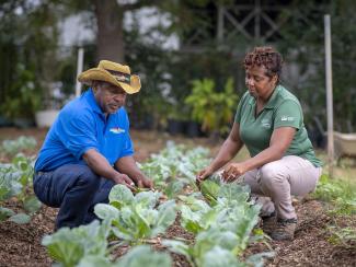 Man and woman in garden