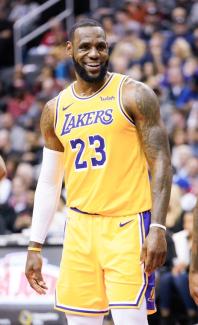 Lebron James in a Lakers jersey