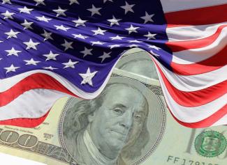 American Flag and 100 dollar bill