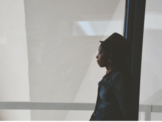 Woman looking out the window