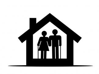Illustration of man and woman in house