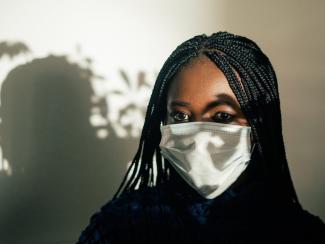Woman with medical face mask