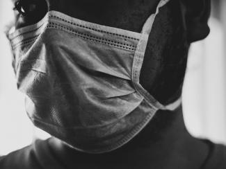 Person wearing medical face mask