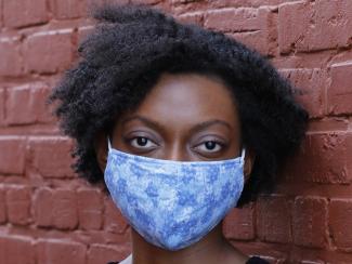 Woman wearing face mask