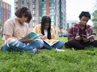 Young people reading books