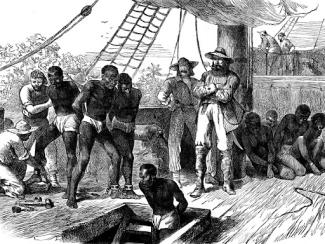 enslaved people on a ship