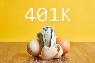 401 k with money coming out of eggshells