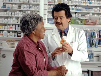 pharmacist talking to a patient